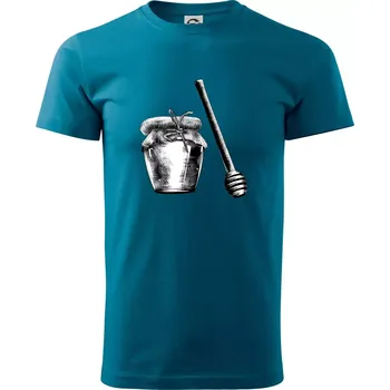 Med ve sklenici - Klasické pánské triko vyšší gramáže - XS ( Petrolejová )