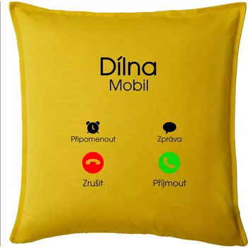 Polštář Dílna volá - Polštář 50x50 - 50x50 - Pouze potah ( Žlutá )