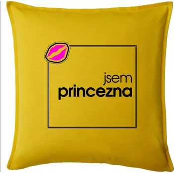 Polštář Jsem princezna ve čtverci - Polštář 50x50 - 50x50 - Pouze potah ( Žlutá )