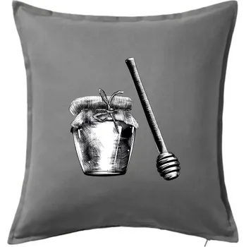 Polštář Med ve sklenici - Polštář 50x50 - 50x50 - Pouze potah ( Tmavě šedý melír )