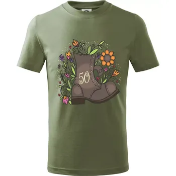 Chlapecké tričko Stará bota 50 - Tričko dětské bavlněné - 134 cm/8 let ( Khaki )