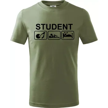 Pít užívat spát - student - Tričko dětské bavlněné - 122 cm/6 let ( Khaki )