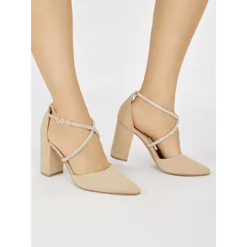 Dámské lodičky Moderní dámské hnědé lodičky na širokém podpatku 38