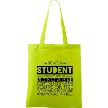 Being a student - bike - Taška bavlněná - 42 x 38 cm ( Limetková )