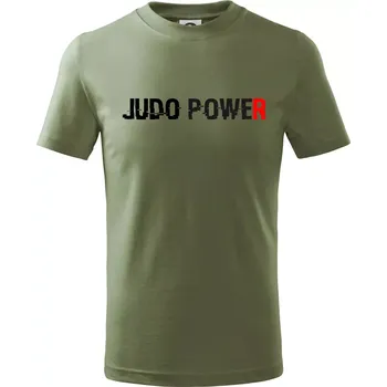 Judo power - Tričko dětské bavlněné - 104-110cm / 3-4 roky ( Khaki )