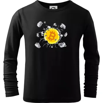 Chlapecké tričko Bitcoin v triku - Triko dětské Long Sleeve - 134 cm/8 let ( Černá )