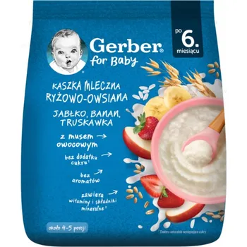 Dětská výživa Gerber Mléčná kaše rýžovo-ovesná jablko banán jahoda od 6. měsíce 160 g