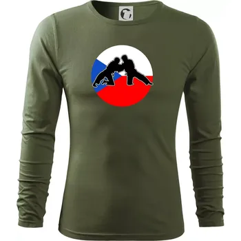 Pánská móda Judo CZ vlajka - Triko s dlouhým rukávem FIT-T long sleeve - M ( Khaki )