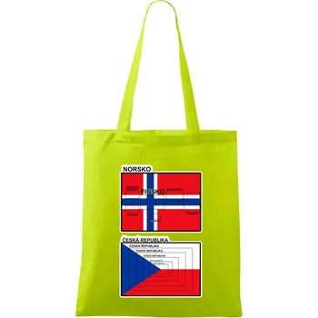 Norská a česká vlajka - Taška bavlněná - 42 x 38 cm ( Limetková )