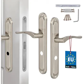 Dveřní kování Dveřní klika klasická dlouhá štítka zámek wc satén 72 mm - satén \ 72 mm \ zámek WC