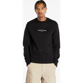 Pánská mikina Mikina FRED PERRY Embroidered Sweatshirt Black M