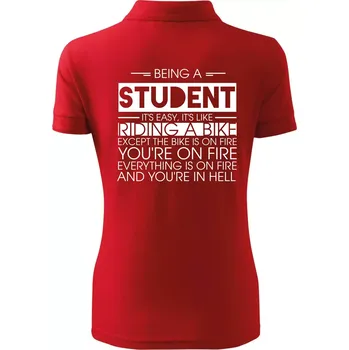 Being a student - bike - Polokošile dámská Pique Polo - S ( Červená )