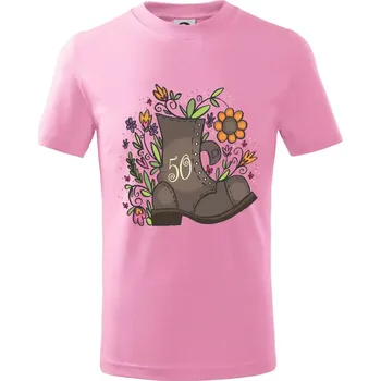 Stará bota 50 - Tričko dětské bavlněné - 104-110cm / 3-4 roky ( Růžová )