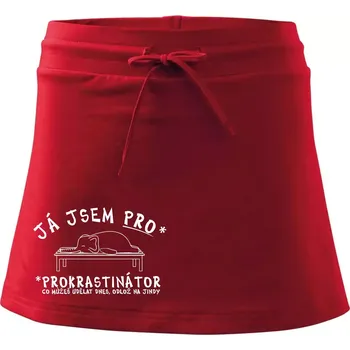 Dámská sukně Ja jsem PRO - prokrastinace - Sportovní sukně - two in one - M ( Červená )