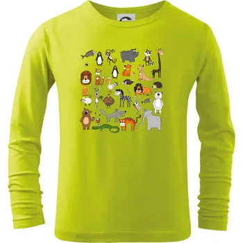 Chlapecké oblečení Zvířátka na triku - Triko dětské Long Sleeve - 134 cm/8 let ( Limetková )