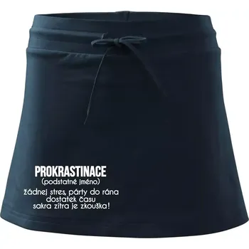 Dámská sukně Prokrastinace - TEXT - Sportovní sukně - two in one - XS ( Námořní modrá (velmi tmavá - téměř černá) )
