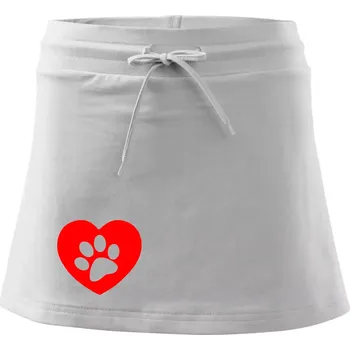 Dámská sukně Tlapka v srdci - Sportovní sukně - two in one - XS ( Bílá )