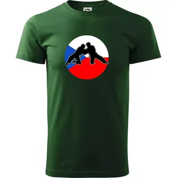 Pánské tričko Judo CZ vlajka - Triko extra velké (5-8XL) - 7XL ( Lahvově zelená )
