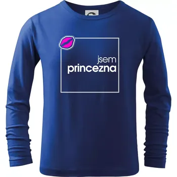 Jsem princezna ve čtverci - Triko dětské Long Sleeve - 146 cm/10 let ( Královská modrá )