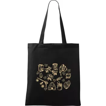 Nákupní taška Včelařský set - Taška bavlněná - 42 x 38 cm ( Černá )