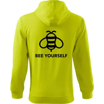Pánská mikina Bee yourself - Mikina s kapucí na zip trendy zipper - 3XL ( Limetková )