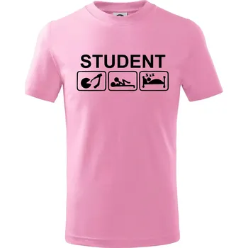 Chlapecké tričko Pít užívat spát - student - Tričko dětské bavlněné - 104-110cm / 3-4 roky ( Růžová )