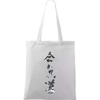 Aikidó maskáčový nápis - Taška bavlněná - 42 x 38 cm ( Bílá )