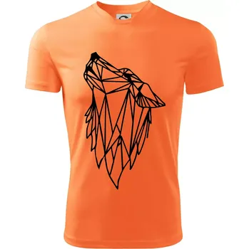 Chlapecké tričko Geometrie - vlk - vyjící - Dětské triko sportovní (dresovina) - 146 cm/10 let ( Neon mandarine )