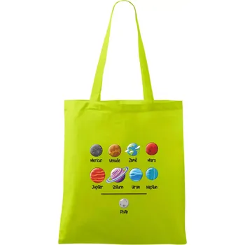 Planety vedle sebe plus pluto - Taška bavlněná - 42 x 38 cm ( Limetková )