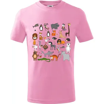 Chlapecké tričko Zvířátka na triku - Tričko dětské bavlněné - 104-110cm / 3-4 roky ( Růžová )