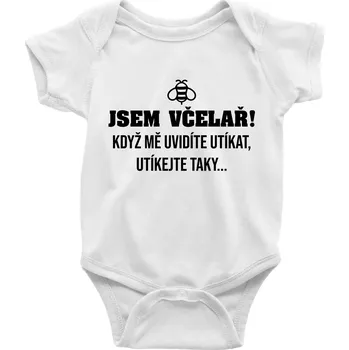 Kojenecký body Jsem včelař, utíkejte taky - Body kojenecké s krátkým rukávem - Krátký r. 12-18 měs ( Bílá )
