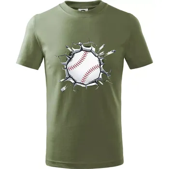 Baseball míč v triku - Tričko dětské bavlněné - 146 cm/10 let ( Khaki )