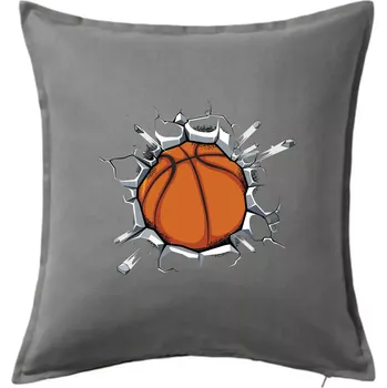 Polštář Basketbal míč v triku - Polštář 50x50 - 50x50 - Pouze potah ( Tmavě šedý melír )