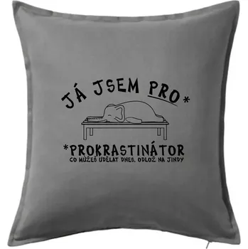 Polštář Ja jsem PRO - prokrastinace - Polštář 50x50 - 50x50 - Pouze potah ( Tmavě šedý melír )