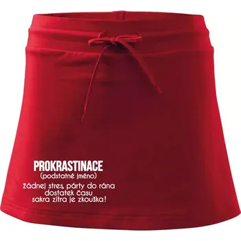 Dámská sukně Prokrastinace - TEXT - Sportovní sukně - two in one - L ( Červená )