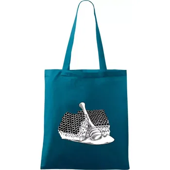 Nákupní taška Plastev s medem - Taška bavlněná - 42 x 38 cm ( Petrolejová )