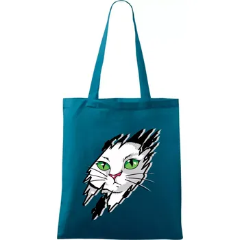 Kočka v roztrženém triku - Taška bavlněná - 42 x 38 cm ( Petrolejová )