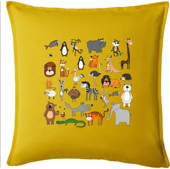 Polštář Zvířátka na triku - Polštář 50x50 - 50x50 - Pouze potah ( Žlutá )