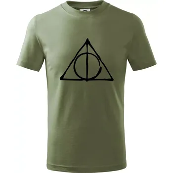 Dětská móda Harry - symbol relikvie - Tričko dětské bavlněné - 134 cm/8 let ( Khaki )