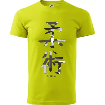 Ju-jutsu maskáčový nápis - Klasické pánské triko vyšší gramáže - M ( Limetková )