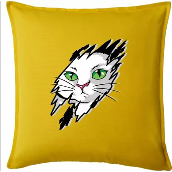 Polštář Kočka v roztrženém triku - Polštář 50x50 - 50x50 - Pouze potah ( Žlutá )