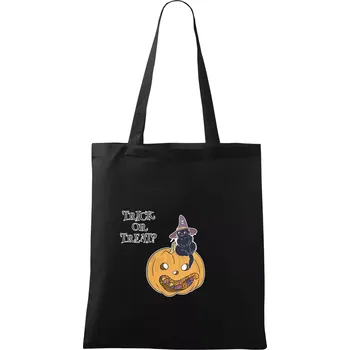 Nákupní taška Dýně a kočka - Taška bavlněná - 42 x 38 cm ( Černá )