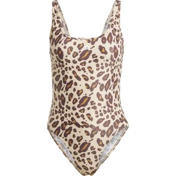Dámské plavky adidas Essentials Animal Print U-Back Swimsuit Brown/White 26