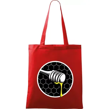 Nákupní taška Včelařův med - Taška bavlněná - 42 x 38 cm ( Červená )