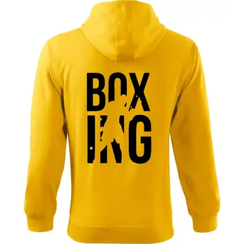 Pánská mikina Nápis Boxing - Mikina s kapucí na zip trendy zipper - XL ( Žlutá )