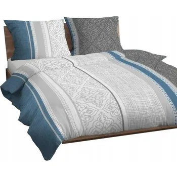 Povlečení Saténové Povlečení 140x200 modrošedé ornamenty se zipem KARO