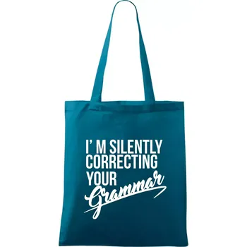 Correcting grammar - Taška bavlněná - 42 x 38 cm ( Petrolejová )