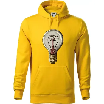 Pánská mikina Retro žárovka - Mikina pánská Cape s kapucí - 3XL ( Žlutá )