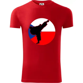 Pánské oblečení Karate CZ vlajka - Viper FIT - Pánské zůžené tričko - L ( Červená )