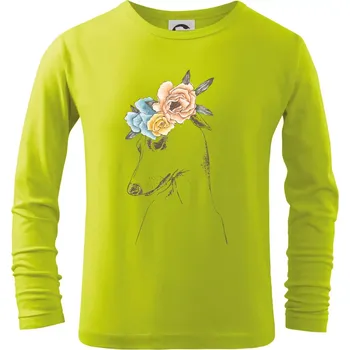 Dětská móda Chrt princezna - Triko dětské Long Sleeve - 146 cm/10 let ( Limetková )